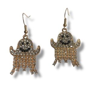 White Crystals Ghost Earrings Women Costume Jewelry Halloween Accesories